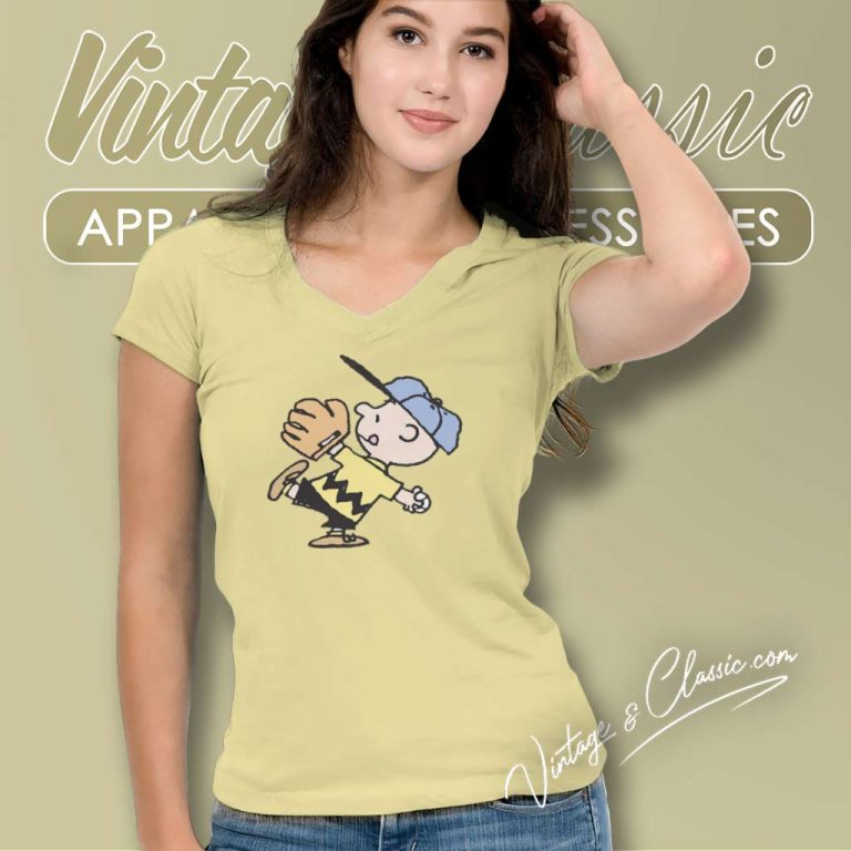Charlie Brown Baseball V Neck TShirt Charlie Brown Baseball V Neck TShirt