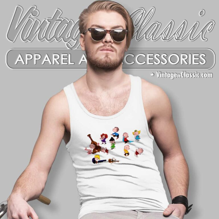 Charlie Brown Christmas Dance Vs Snoopy Tank Top Racerback Charlie Brown Christmas Dance Vs Snoopy Tank Top Racerback