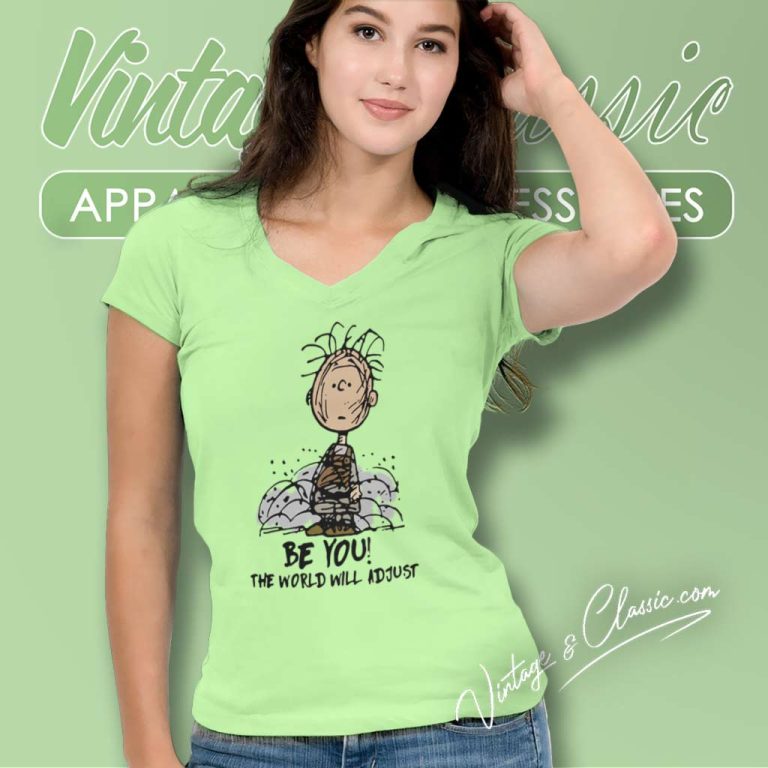 Charlie Brown Shirt Be You The World Will Adjust V Neck TShirt Charlie Brown Shirt Be You The World Will Adjust V Neck TShirt