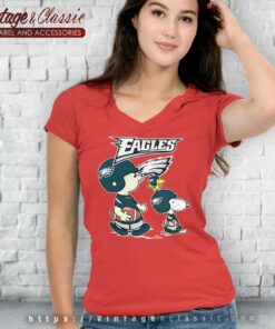 Charlie Brown Snoopy And Woodstock Philadelphia Eagles V Neck TShirt