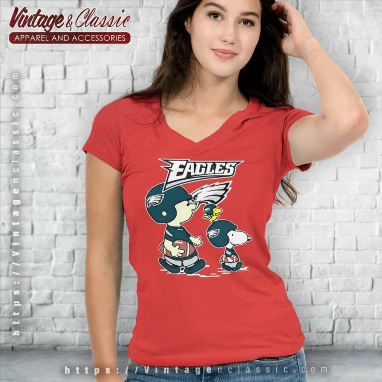 Charlie Brown Snoopy And Woodstock Philadelphia Eagles V Neck TShirt Charlie Brown Snoopy And Woodstock Philadelphia Eagles V Neck TShirt