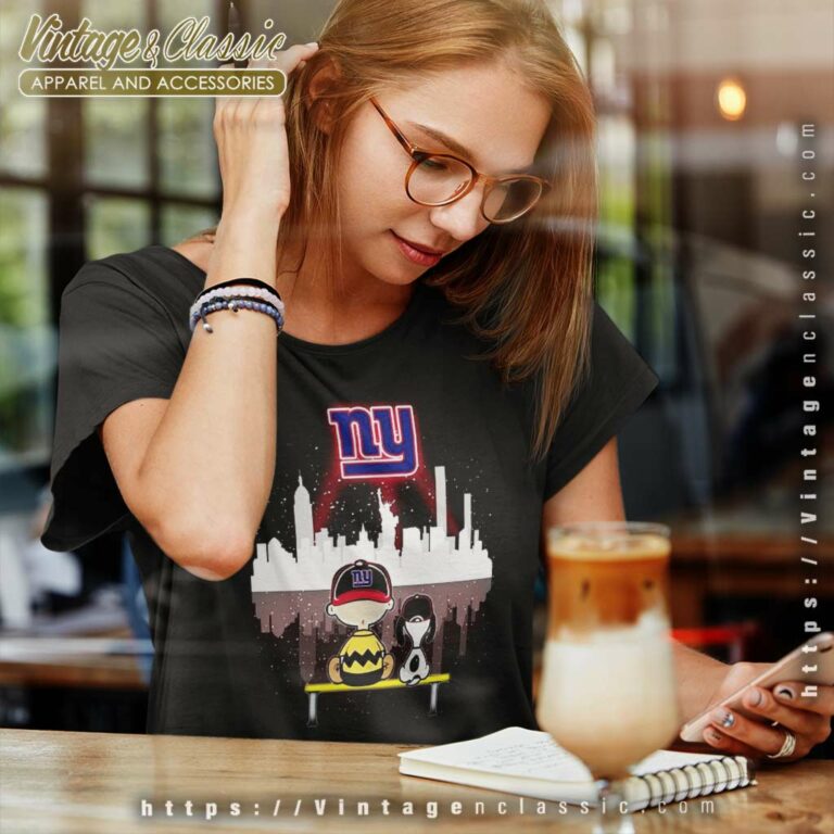Charlie Brown Snoopy Dog Watching City New York Giants Women TShirt Charlie Brown Snoopy Dog Watching City New York Giants Women TShirt