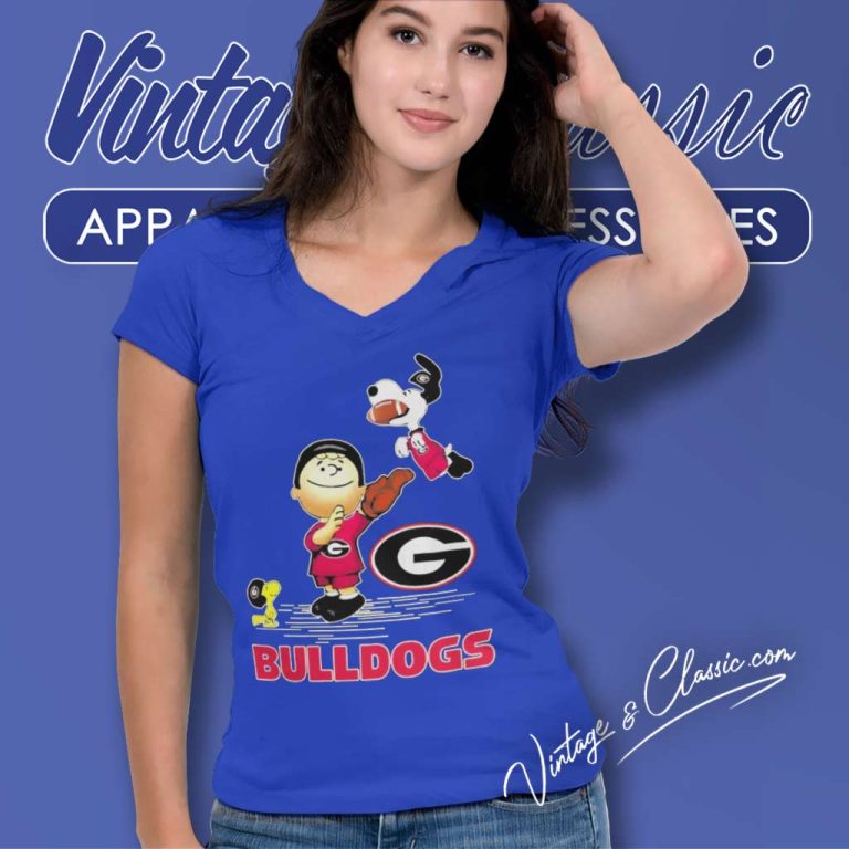 Charlie Brown Snoopy Georgia Bulldogs Christmas V Neck TShirt Charlie Brown Snoopy Georgia Bulldogs Christmas V Neck TShirt