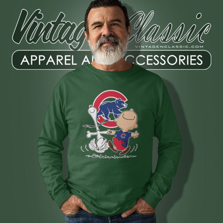 Charlie Brown Snoopy Happy Chicago Cubs Long Sleeve Tee Charlie Brown Snoopy Happy Chicago Cubs Long Sleeve Tee