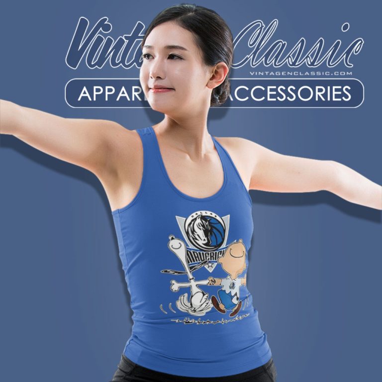 Charlie Brown Snoopy Happy Dallas Mavericks Tank Top Racerback Charlie Brown Snoopy Happy Dallas Mavericks Tank Top Racerback
