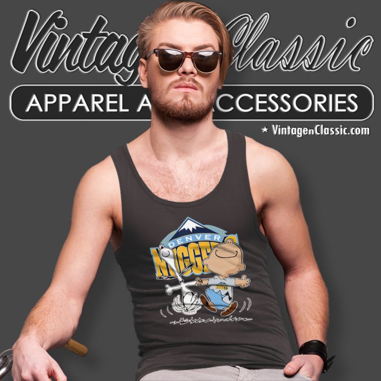 Charlie Brown Snoopy Happy Denver Nuggets Tank Top Racerback Charlie Brown Snoopy Happy Denver Nuggets Tank Top Racerback