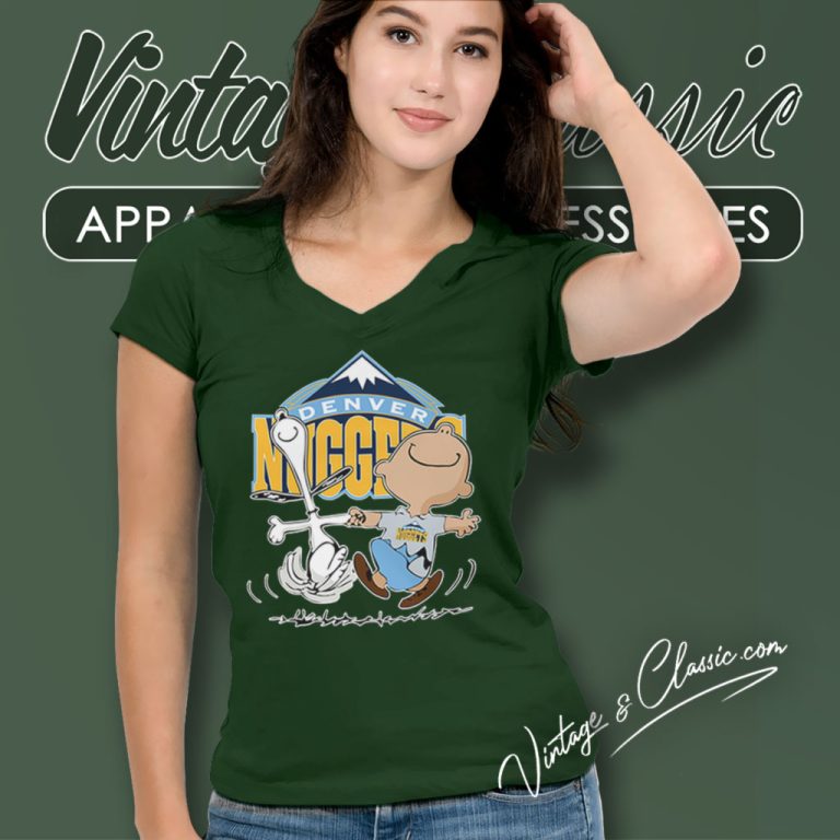 Charlie Brown Snoopy Happy Denver Nuggets V Neck TShirt Charlie Brown Snoopy Happy Denver Nuggets V Neck TShirt