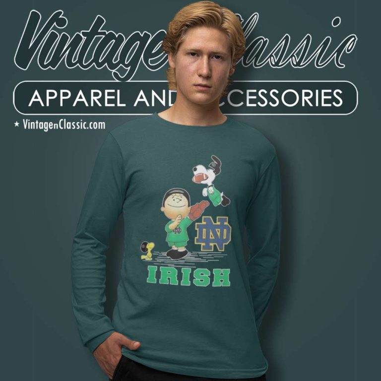 Charlie Brown Snoopy Notre Dame Christmas Long Sleeve Tee Charlie Brown Snoopy Notre Dame Christmas Long Sleeve Tee