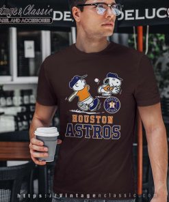 Charlie Brown Snoopy Playing Baseball Houston Astros T Shirt