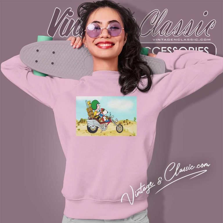 Charlie Brown Snoopy Riding His Motorbike Sweatshirt Charlie Brown Snoopy Riding His Motorbike Sweatshirt