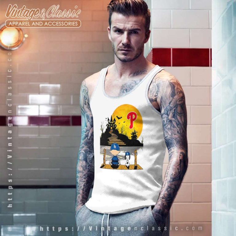 Charlie Brown Snoopy Sit Under Moon Halloween Philadelphia Phillies Logo Tank Top Racerback Charlie Brown Snoopy Sit Under Moon Halloween Philadelphia Phillies Logo Tank Top Racerback