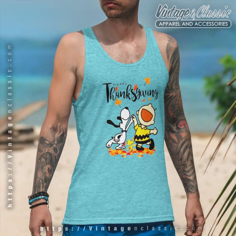Charlie Brown Snoopy Thanksgiving Tank Top Racerback Charlie Brown Snoopy Thanksgiving Tank Top Racerback