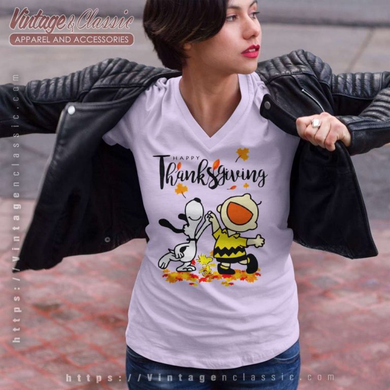Charlie Brown Snoopy Thanksgiving V Neck TShirt Charlie Brown Snoopy Thanksgiving V Neck TShirt