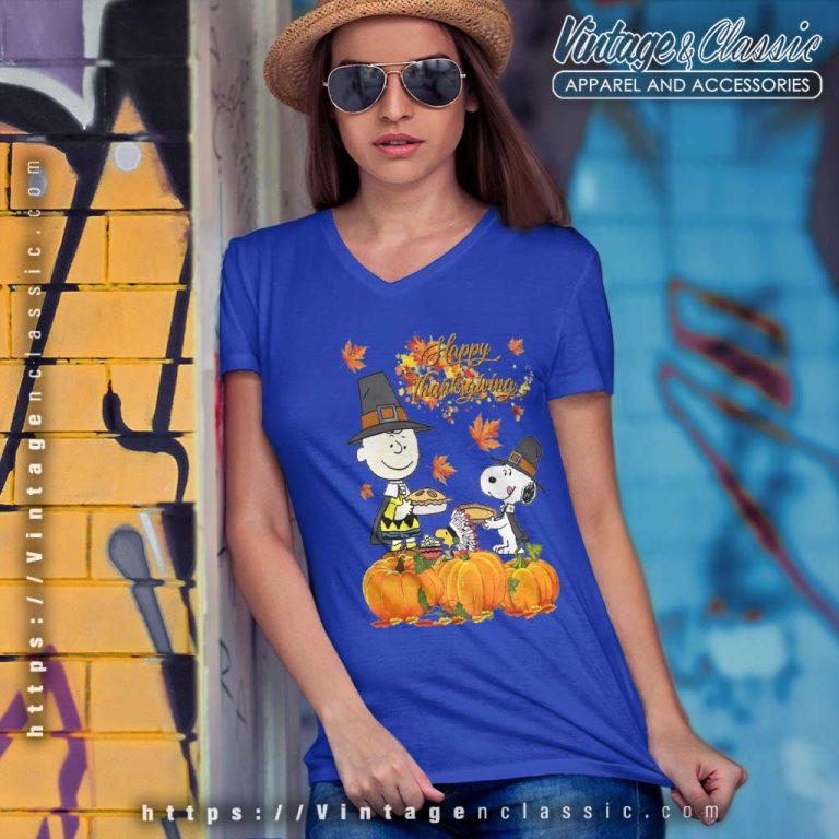 Charlie Brown Snoopy Turkey Thanksgiving V Neck TShirt Charlie Brown Snoopy Turkey Thanksgiving V Neck TShirt