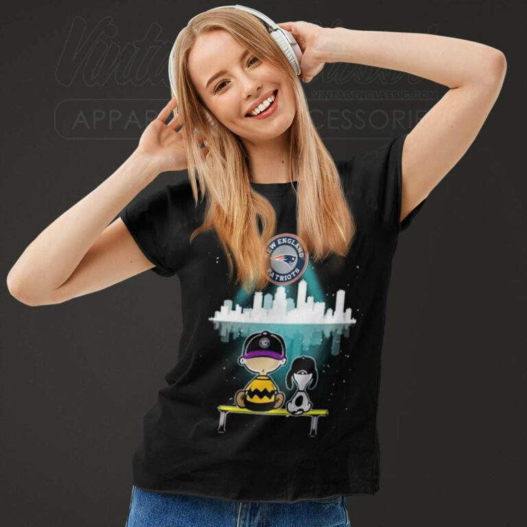 Charlie Brown Snoopy Watching City New England Patriots Women TShirt Charlie Brown Snoopy Watching City New England Patriots Women TShirt