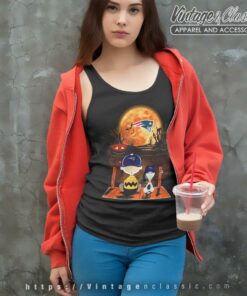 Charlie Brown Snoopy Watching New England Patriots Halloween Tank Top Racerback