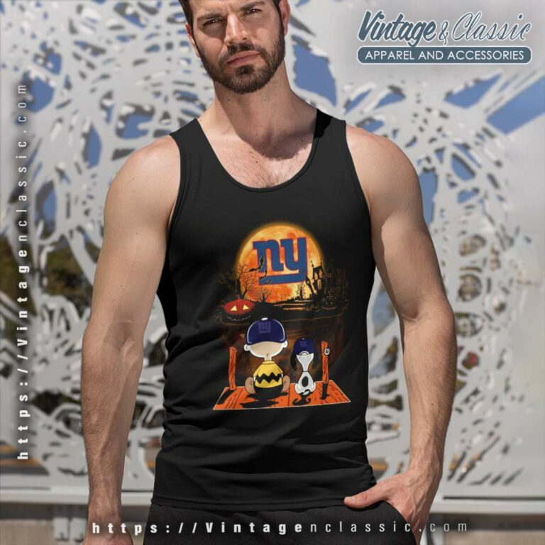 Charlie Brown Snoopy Watching New York Giants Halloween Tank Top Racerback Charlie Brown Snoopy Watching New York Giants Halloween Tank Top Racerback
