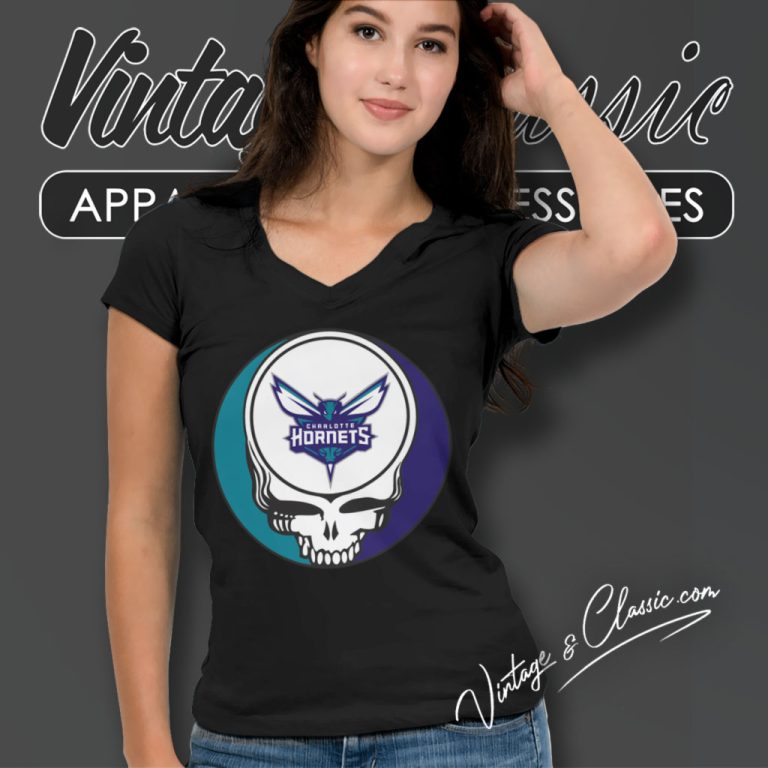 Charlotte Hornets Grateful Dead Steal Your Face V Neck TShirt Charlotte Hornets Grateful Dead Steal Your Face V Neck TShirt