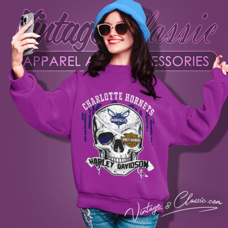 Charlotte Hornets Harley Davidson Skull Sweatshirt Charlotte Hornets Harley Davidson Skull Sweatshirt