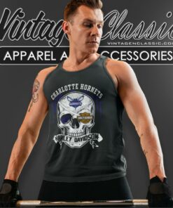 Charlotte Hornets Harley Davidson Skull Tank Top Racerback