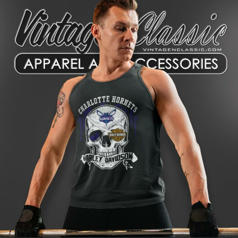 Charlotte Hornets Harley Davidson Skull Tank Top Racerback Charlotte Hornets Harley Davidson Skull Tank Top Racerback