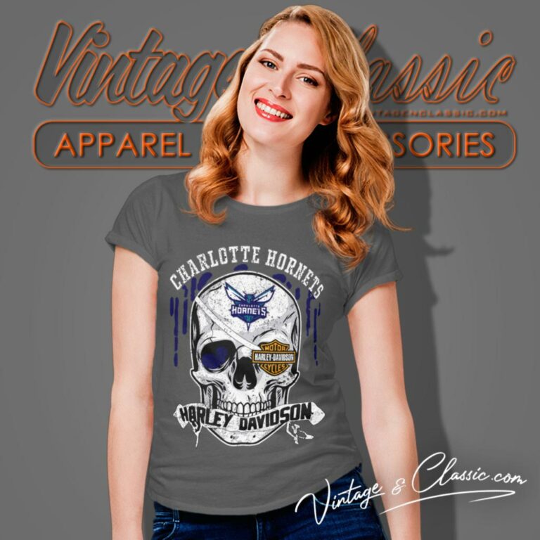 Charlotte Hornets Harley Davidson Skull Women T Shirt Charlotte Hornets Harley Davidson Skull Women T Shirt