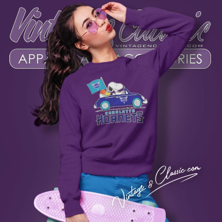 Charlotte Hornets Snoopy Driving Car Sweatshirt Charlotte Hornets Snoopy Driving Car Sweatshirt