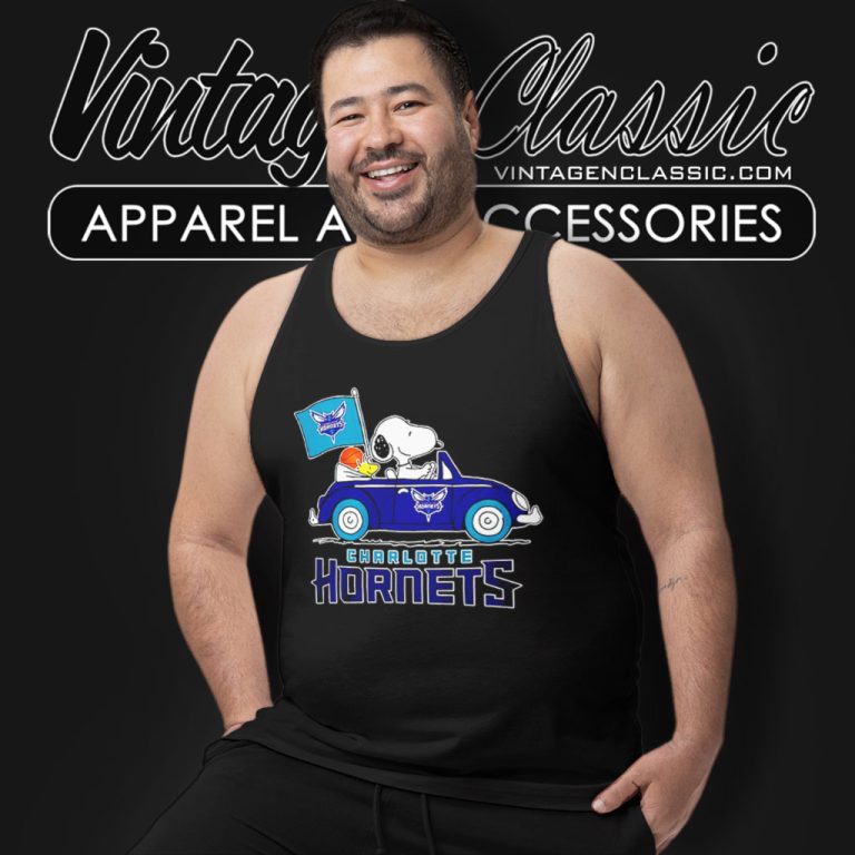 Charlotte Hornets Snoopy Driving Car Tank Top Racerback Charlotte Hornets Snoopy Driving Car Tank Top Racerback