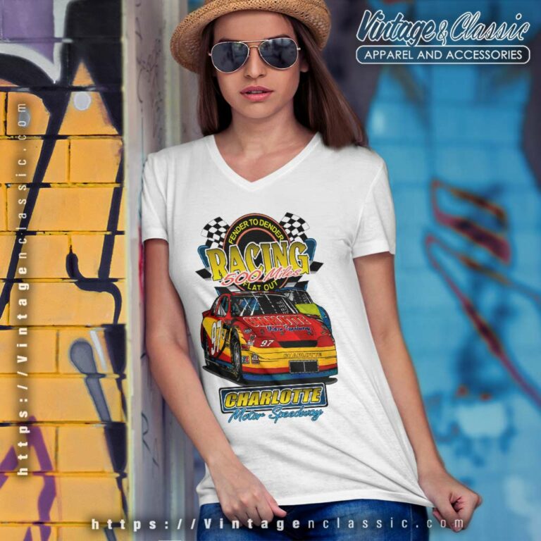 Charlotte Motor Speedway Nascar Racing 500 Miles V Neck TShirt Charlotte Motor Speedway Nascar Racing 500 Miles V Neck TShirt