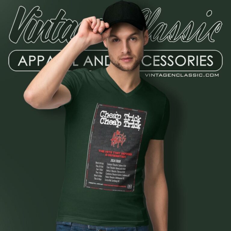 Cheap Trick 2024 Tour Poster V Neck TShirt Cheap Trick 2024 Tour Poster V Neck TShirt