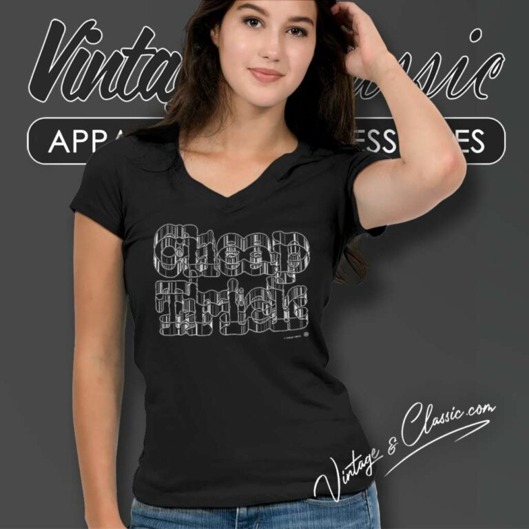 Cheap Trick 3d Logo V Neck TShirt Cheap Trick 3d Logo V Neck TShirt