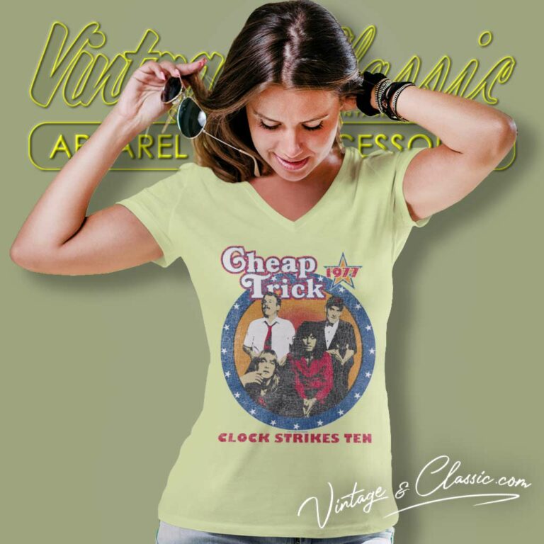 Cheap Trick Clock Strikes Ten V Neck TShirt Cheap Trick Clock Strikes Ten V Neck TShirt