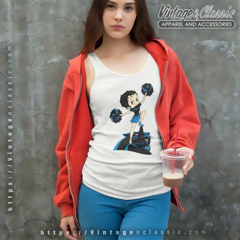 Cheer Betty Boop Carolina Panthers Tank Top Racerback Cheer Betty Boop Carolina Panthers Tank Top Racerback