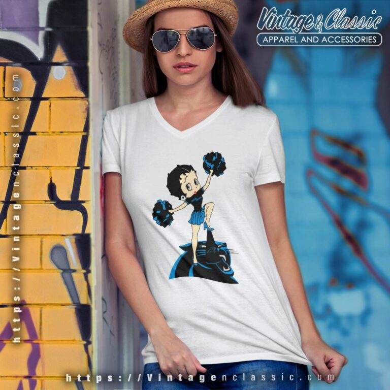 Cheer Betty Boop Carolina Panthers V Neck TShirt Cheer Betty Boop Carolina Panthers V Neck TShirt