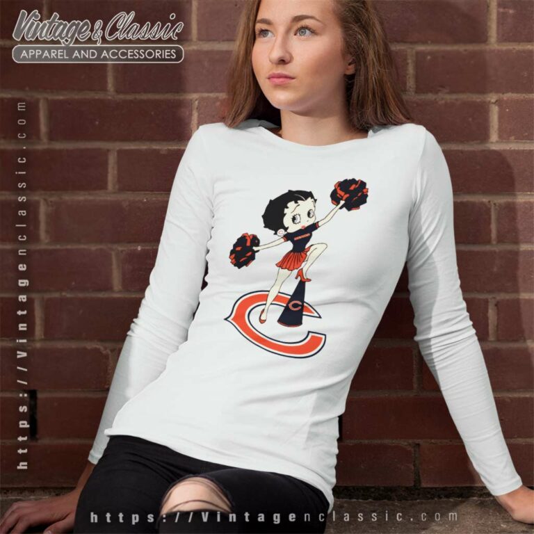 Cheer Betty Boop Chicago Bears Long Sleeve Tee Cheer Betty Boop Chicago Bears Long Sleeve Tee