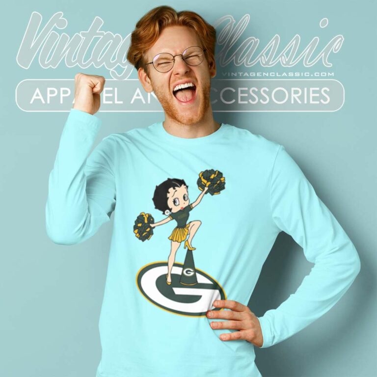 Cheer Betty Boop Green Bay Packers Long Sleeve Tee Cheer Betty Boop Green Bay Packers Long Sleeve Tee