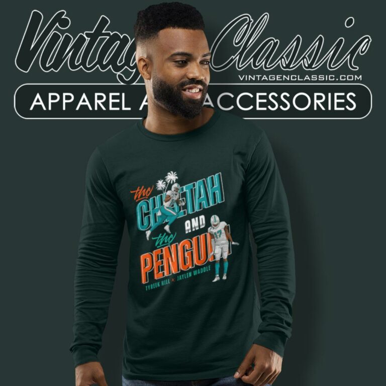 Cheetah And Penguin Shirt Miami Football Game Day Long Sleeve Tee Cheetah And Penguin Shirt Miami Football Game Day Long Sleeve Tee