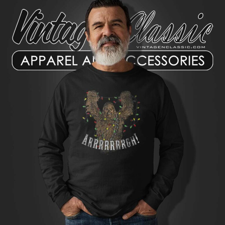 Chewbacca Roar Star Wars Christmas Lights Chewie Long Sleeve Tee Chewbacca Roar Star Wars Christmas Lights Chewie Long Sleeve Tee