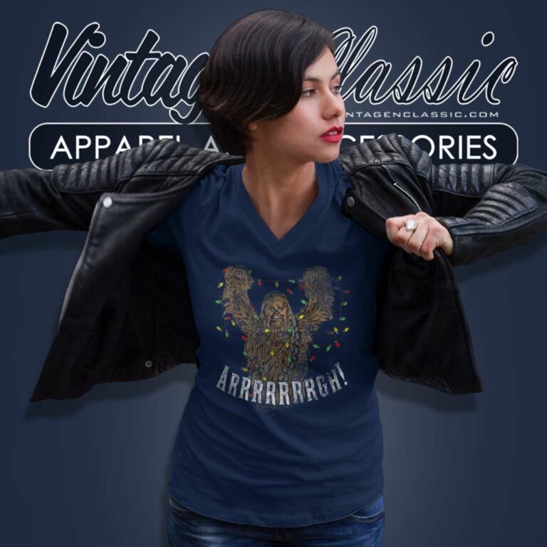 Chewbacca Roar Star Wars Christmas Lights Chewie V Neck TShirt Chewbacca Roar Star Wars Christmas Lights Chewie V Neck TShirt