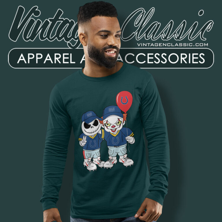 Chibi Jack Skellington Pennywise Indianapolis Colts Long Sleeve Tee Chibi Jack Skellington Pennywise Indianapolis Colts Long Sleeve Tee