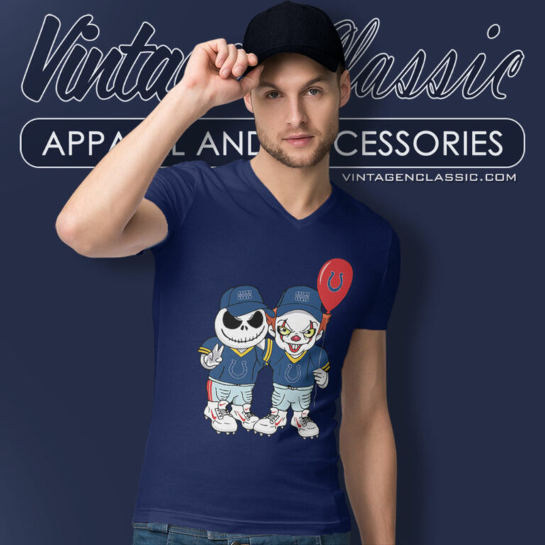 Chibi Jack Skellington Pennywise Indianapolis Colts V Neck TShirt Chibi Jack Skellington Pennywise Indianapolis Colts V Neck TShirt