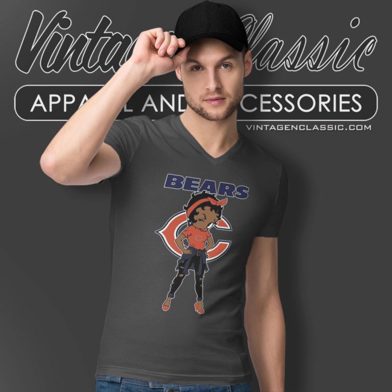 Chicago Bears Betty Boop V Neck TShirt Chicago Bears Betty Boop V Neck TShirt
