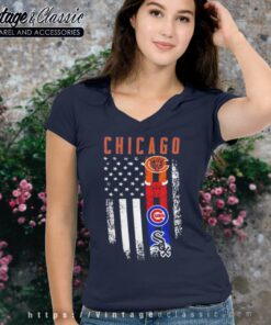 Chicago Bears Chicago Bulls Chicago Cubs And Chicago White Sox V Neck TShirt