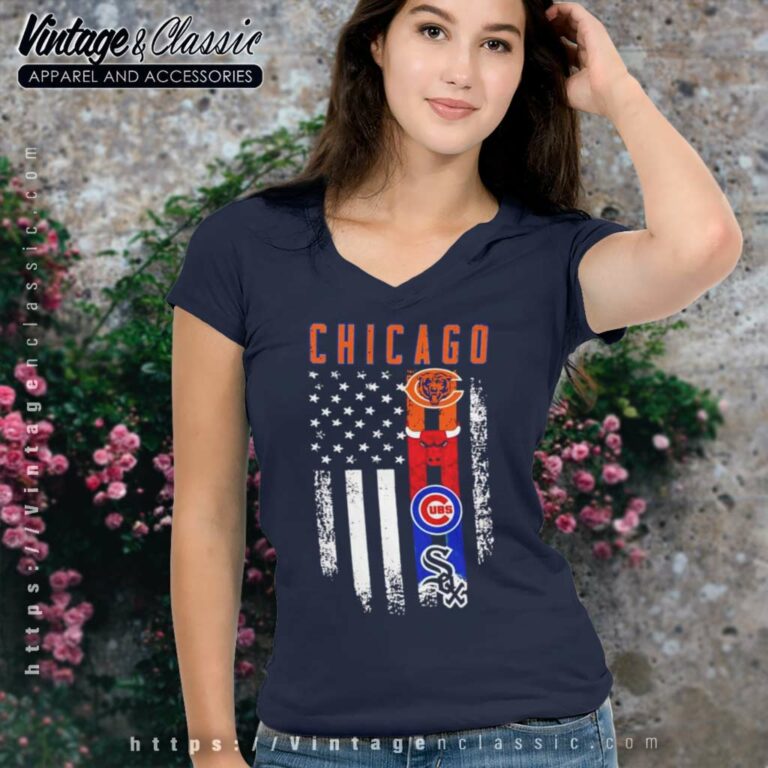 Chicago Bears Chicago Bulls Chicago Cubs And Chicago White Sox V Neck TShirt Chicago Bears Chicago Bulls Chicago Cubs And Chicago White Sox V Neck TShirt