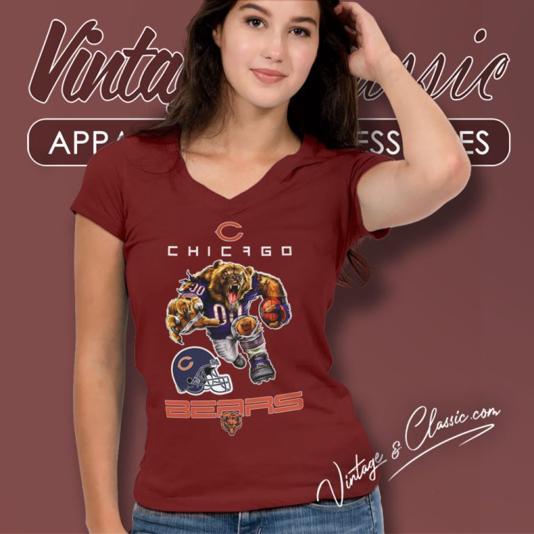 Chicago Bears Football Player Mascot V Neck TShirt Chicago Bears Football Player Mascot V Neck TShirt