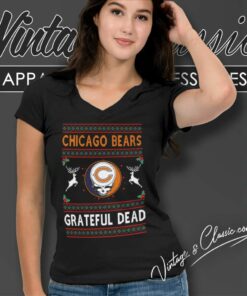 Chicago Bears Grateful Dead Christmas Steal Your Face V Neck TShirt