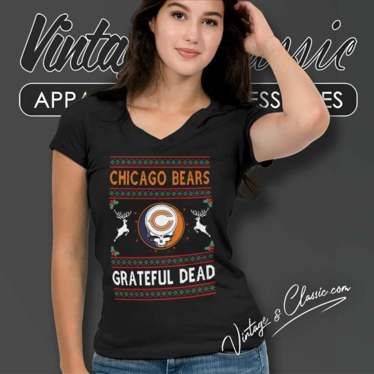 Chicago Bears Grateful Dead Christmas Steal Your Face V Neck TShirt Chicago Bears Grateful Dead Christmas Steal Your Face V Neck TShirt