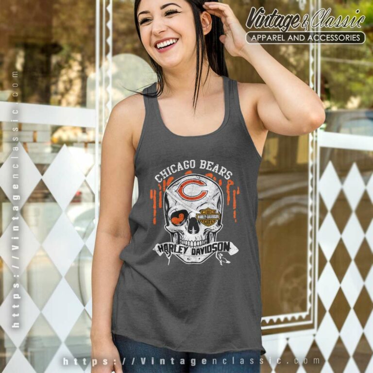Chicago Bears Harley Daivsion Skull Tank Top Racerback Chicago Bears Harley Daivsion Skull Tank Top Racerback