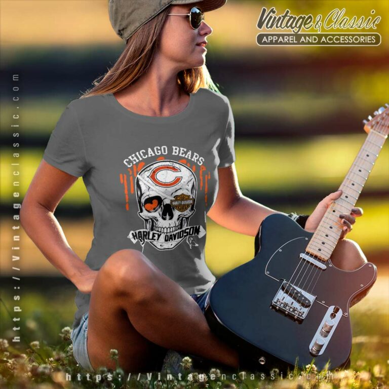 Chicago Bears Harley Daivsion Skull Women TShirt Chicago Bears Harley Daivsion Skull Women TShirt