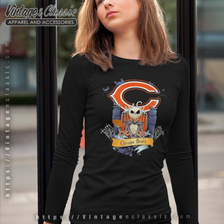 Chicago Bears Jack Skellington This Is The Nightmare Halloween Long Sleeve Tee Chicago Bears Jack Skellington This Is The Nightmare Halloween Long Sleeve Tee